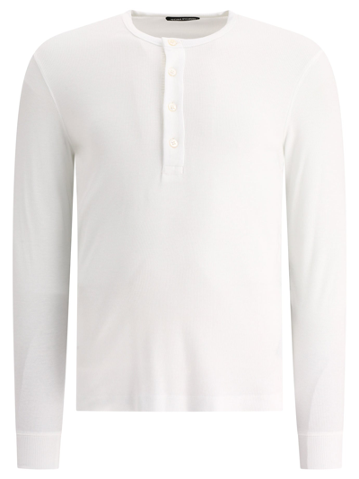 Tom Ford Lyocell Buttoned T-shirt In White