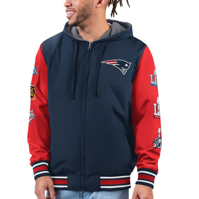 G-iii Sports By Carl Banks Navy/red New England Patriots Commemorative Reversible Full-zip Jacket