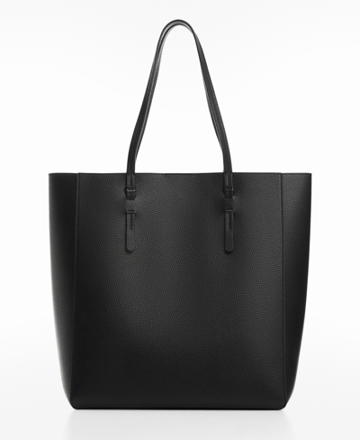 Mango - Sac Shopper Effet Grainé Noir - Taille Unique - Femme In Black