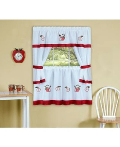 Achim Gala Embellished Cottage Window Curtains In Red