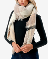 Marcus Adler Women's Cozy Plaid Fringe-trim Blanket Scarf In Ivory