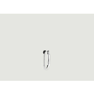 Maria Black Slick Rhodium-plated Sterling-silver Single Huggie Hoop Earring In Black