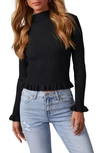 Vici Collection Bevelle Rib Ruffle Accent Mock Neck Sweater In Black