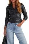 VICI COLLECTION VICI COLLECTION FAIRFAX RUCHED FAUX LEATHER CROP SHIRT