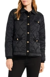 Nic + Zoe Onion Quilted Mixed Media Puffer Jacket In Black Onyx