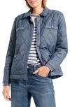 Nic + Zoe Onion Quilted Mixed Media Puffer Jacket In Blue