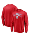 FANATICS MEN'S FANATICS RED LA CLIPPERS GAME TIME ARCH PULLOVER SWEATSHIRT