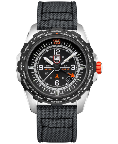 Luminox Men's Swiss Bear Grylls Survival Air Series Gmt Black Cordura Fabric & Rubber Strap Watch 45mm In No Color