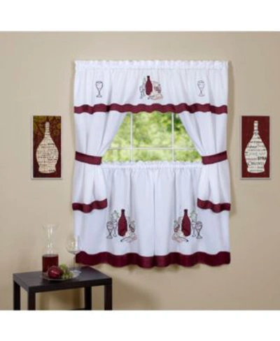 Achim Cabernet Embellished Cottage Window Curtain Sets In Burgundy