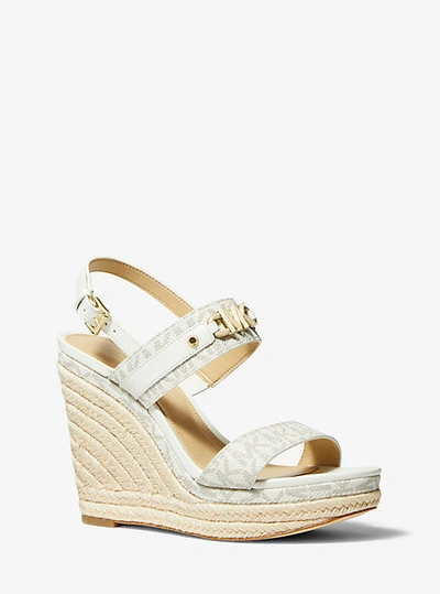 Michael Kors Farrah Signature Logo Wedge Sandal In Natural