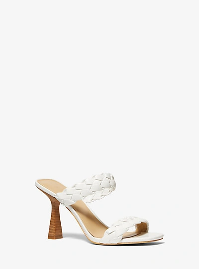 Michael Kors Clara Braided Faux Leather Sandal In White
