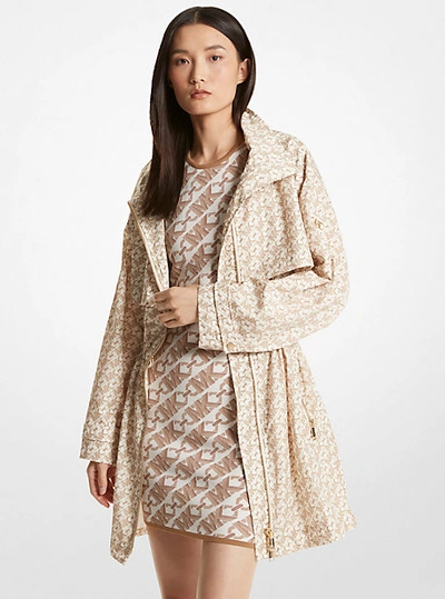 Michael Kors Empire Signature Logo Print Woven Anorak In Natural