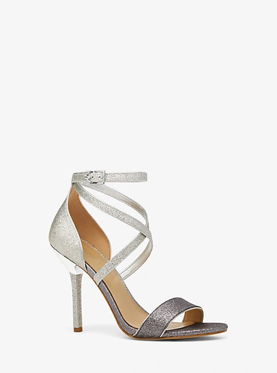 Michael Kors Astrid Glitter Embellished Sandal In Silver