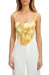 Bardot Tiani Swirl Print Corset Top In Yellow Swirl