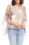 Karen Kane Paisley Print Cold Shoulder Scarf Top In Pai