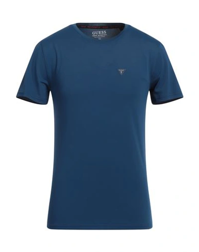Guess Man T-shirt Blue Size Xxl Polyamide, Elastane