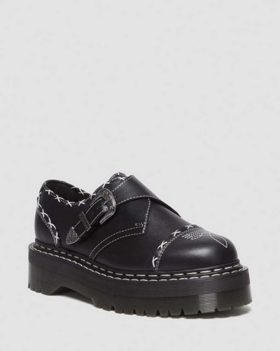 Dr. Martens' Monk Gothic Americana Leather Platform Shoes In Schwarz/weiss