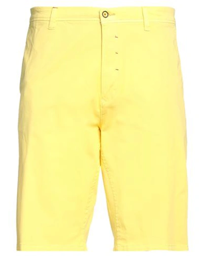 Berna Man Shorts & Bermuda Shorts Yellow Size 38 Cotton, Elastane