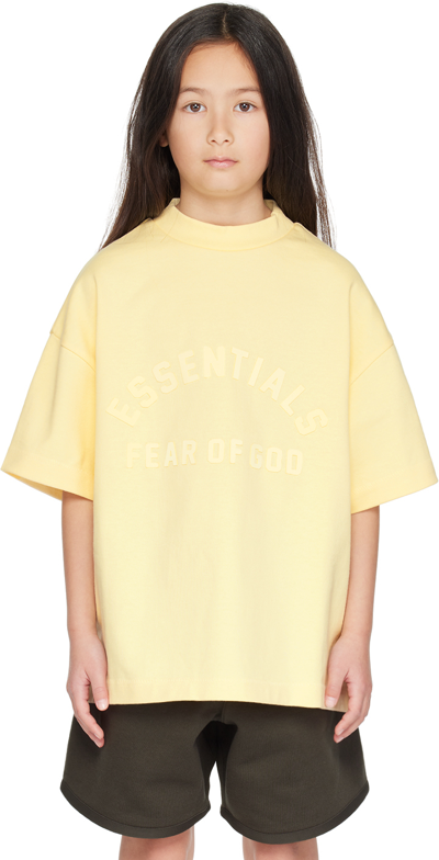 Essentials Kids Yellow Crewneck T-shirt In Garden Yellow