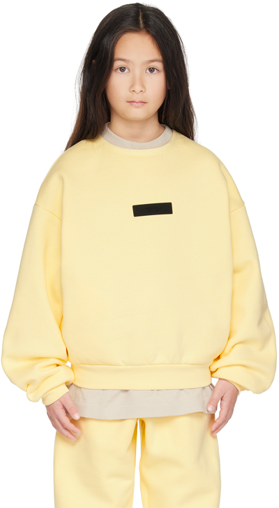 Essentials Kids Yellow Crewneck Sweatshirt In Garden Yellow