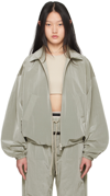 ESSENTIALS GRAY SHELL BOMBER JACKET