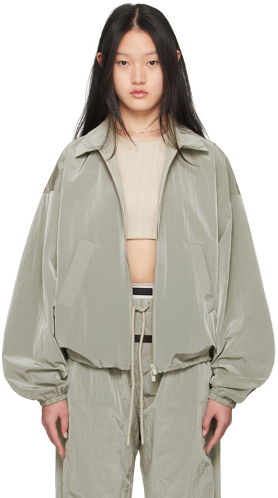 Essentials Gray Shell Bomber Jacket In Seal