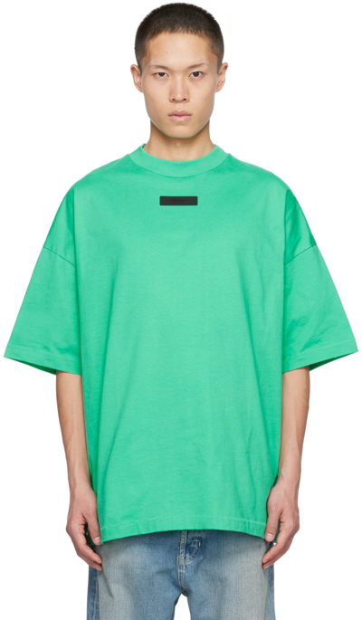 Essentials Fear Of God  Mens Mint Leaf  Brand-embossed Cotton-jersey T-shirt