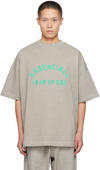Essentials Fear Of God  Mens Dark Heather Oatmeal  Brand-embossed Cotton-jersey T-shirt In Grey