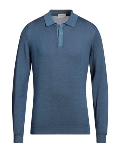 Brooksfield Man Sweater Slate Blue Size 40 Virgin Wool In Blue