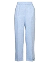 Peserico Pinstriped Linen Straight Trousers In Blue