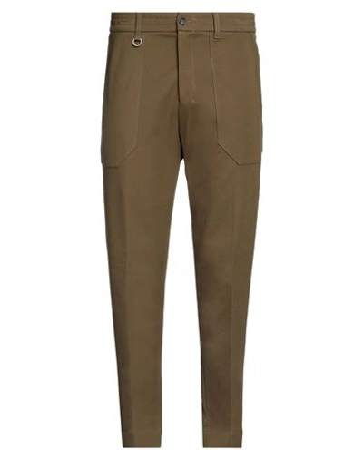 Paolo Pecora Man Pants Military Green Size 36 Viscose, Polyamide, Elastane In Green
