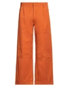 Etro Wide-leg Cotton Blend Trousers With Pleated Front In Orange