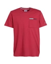 Tommy Jeans Man T-shirt Red Size S Cotton, Polyester