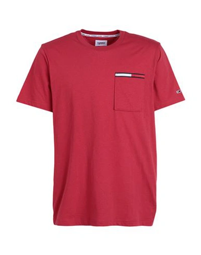 Tommy Jeans Man T-shirt Red Size S Cotton, Polyester