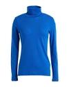 Scaglione City Woman T-shirt Bright Blue Size 2 Cotton, Cashmere