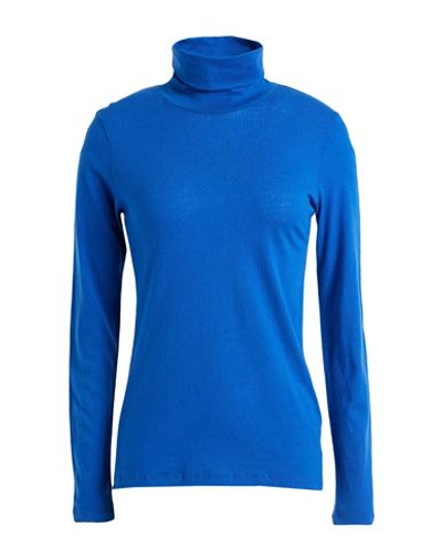 Scaglione City Woman T-shirt Bright Blue Size 2 Cotton, Cashmere