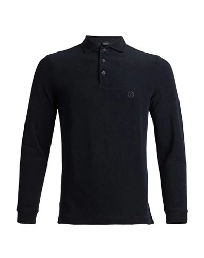 Giorgio Armani Man Polo Shirt Navy Blue Size 44 Cotton, Polyamide