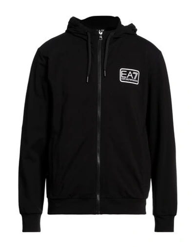 Ea7 Man Sweatshirt Black Size Xxl Cotton, Elastane