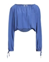 Mauro Grifoni Grifoni Woman Top Blue Size 6 Acetate, Silk