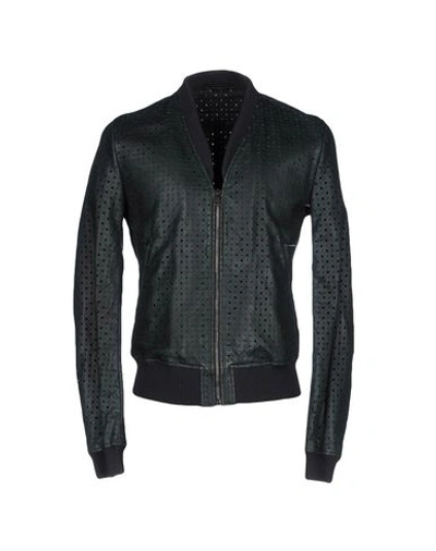 Dolce & Gabbana Green Perforated Leather Bomber Jacket
