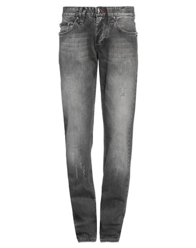 Philipp Plein Man Denim Pants Steel Grey Size 31 Cotton