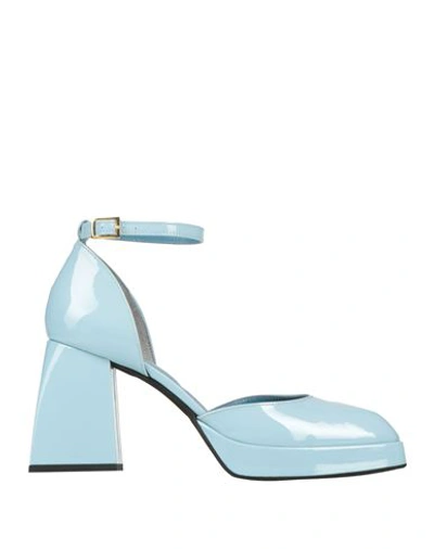 Giampaolo Viozzi Sandal Woman Pumps Sky Blue Size 10 Soft Leather
