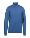 Brooksfield Man Turtleneck Bright Blue Size 48 Virgin Wool