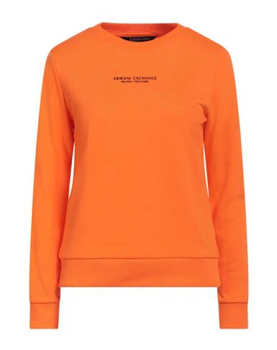 Armani Exchange Woman Sweatshirt Orange Size S Cotton, Polyester, Elastane