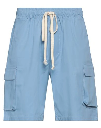 White Home Man Shorts & Bermuda Shorts Light Blue Size M Cotton, Elastane
