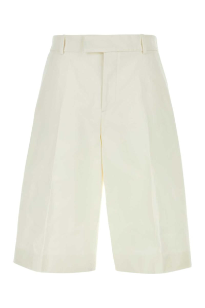 Alexander Mcqueen Wide Leg Twill Bermuda Shorts In White
