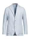 Tagliatore Man Blazer Light Blue Size 38 Linen, Virgin Wool In Blue