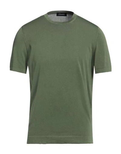 Drumohr Man Sweater Military Green Size 40 Cotton In Green