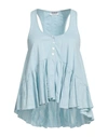 Dondup Woman Top Sky Blue Size 4 Viscose In Blue