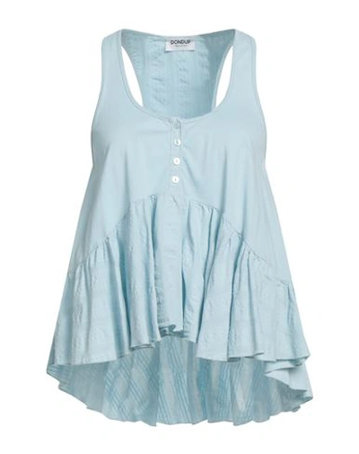 Dondup Woman Top Sky Blue Size 4 Viscose